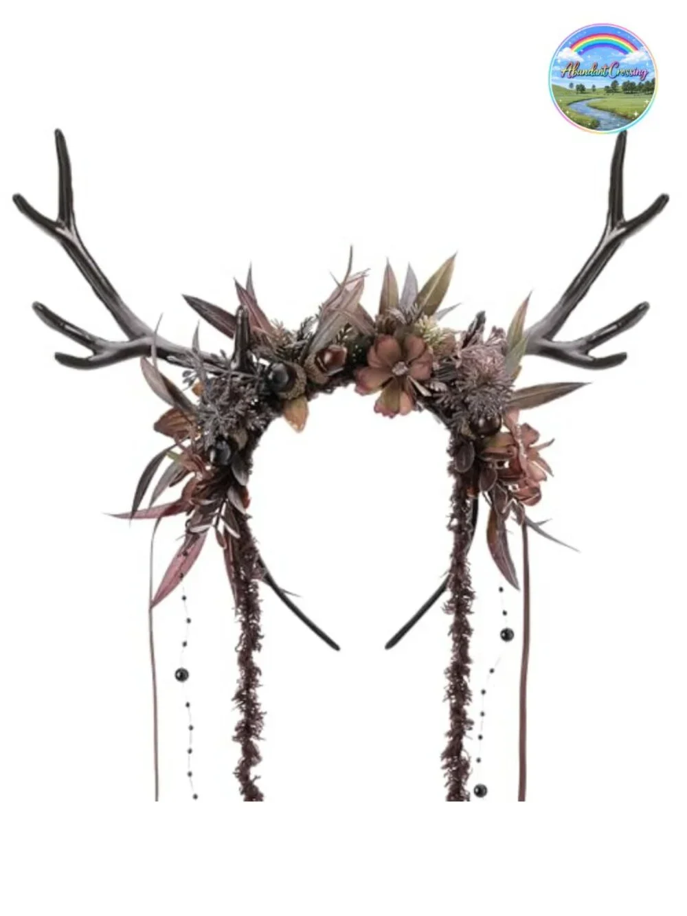 Flower Reindeer Headband Women Floral Antler Headpiece Woodland Fairy Cosplay
